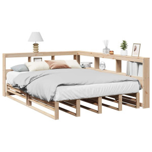 vidaXL Bed met boekenkast zonder matras massief grenenhout 160x200 cm