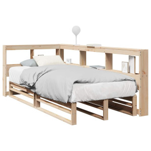 vidaXL Bed met boekenkast zonder matras massief grenenhout 90x190 cm