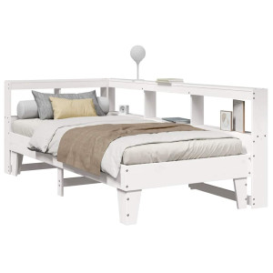 vidaXL Bed met boekenkast zonder matras grenenhout wit 90x200 cm