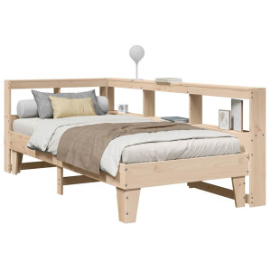 vidaXL Bed met boekenkast zonder matras massief grenenhout 90x190 cm