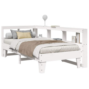 vidaXL Bed met boekenkast zonder matras grenenhout wit 90x190 cm