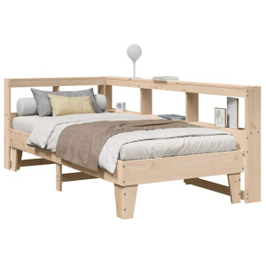 vidaXL Bed met boekenkast zonder matras massief grenenhout 75x190 cm