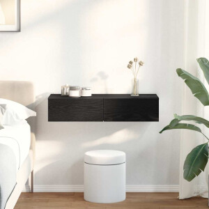 vidaXL Wandschap met lades 80x33x17 cm bewerkt hout zwart