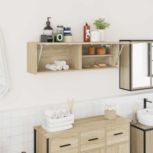 vidaXL Badkamerwandkast 100x25x30 cm bewerkt hout sonoma eikenkleurig