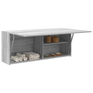 vidaXL Badkamerwandkast 100x25x40 cm bewerkt hout grijs sonoma eiken