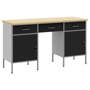 vidaXL Werk kast 3 pcs Zwart 150 x 55 x 85 cm Engineered hout en staal