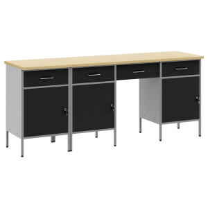 vidaXL Werk kast 4 pcs Zwart 200 x 55 x 85 cm Engineered hout en staal