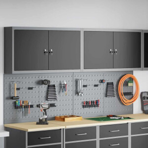 vidaXL Gereedschapskast set met plank 6 pcs Zwart Gepoedercoat staal