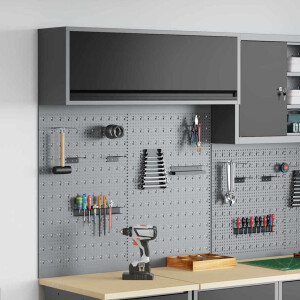 vidaXL Gereedschapskast set met plank 3 pcs Zwart Gepoedercoat staal