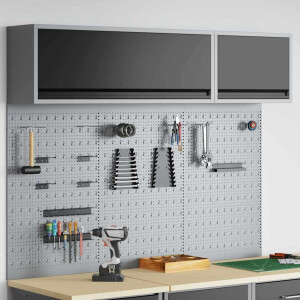 vidaXL Gereedschapskast set met plank 5 pcs Zwart Gepoedercoat staal