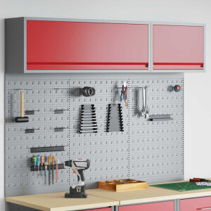 vidaXL Gereedschapskast set met plank 5 pcs Rood Gepoedercoat staal