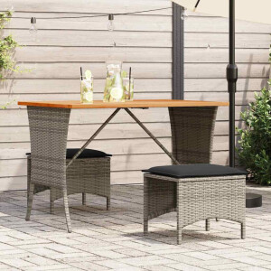 vidaXL Tuintafel met acaciahouten blad 105x75x72 cm poly rattan grijs