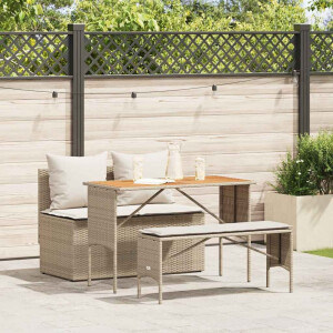 vidaXL 3-delige tuinset met kussens, beige polyrotan