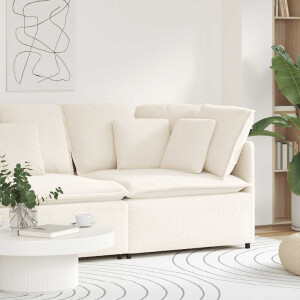 vidaXL Modulaire hoekmodule bank met kussens 100 cm crèmekleurig