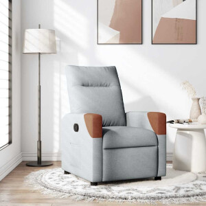 vidaXL Fauteuil verstelbaar stof lichtgrijs