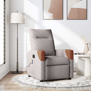 vidaXL Massagestoel verstelbaar stof taupe