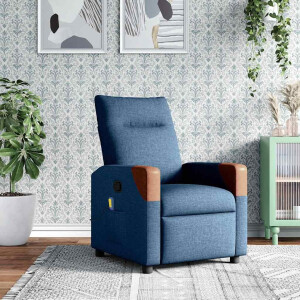 vidaXL Massagestoel verstelbaar stof blauw