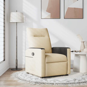vidaXL Fauteuil verstelbaar stof crèmekleurig