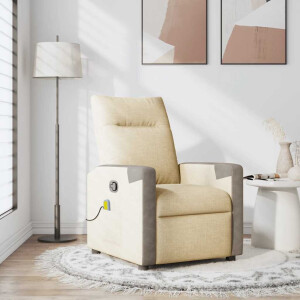 vidaXL Massagestoel verstelbaar stof crèmekleurig