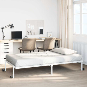 vidaXL Bedframe zonder matras opvouwbaar 100x200 cm staal wit