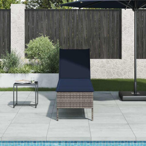 vidaXL Ligstoel met kussen grijs 55x200x44cm polyrotan