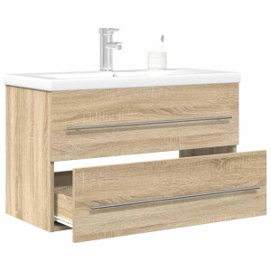 vidaXL 2-delige Badkamermeubelset bewerkt hout sonoma eikenkleurig