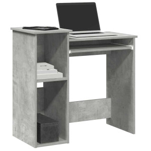 vidaXL Bureau met schappen 84x40x78 cm bewerkt hout betongrijs