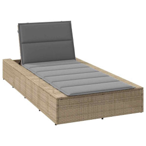 vidaXL Ligbed met zwevend kussen poly rattan beige