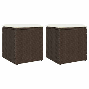 vidaXL Tuinkrukken met kussens 2 st 40x40x43 cm poly rattan bruin