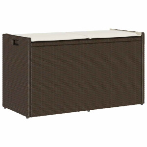 vidaXL Opbergbank met kussen voor buiten 100 cm poly rattan bruin