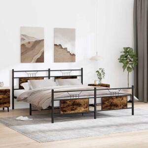 vidaXL Bedframe zonder matras metaal gerookt eikenkleurig 160x200 cm