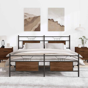 vidaXL Bedframe zonder matras metaal bruin eikenkleurig 160x200 cm