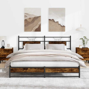 vidaXL Bedframe zonder matras metaal gerookt eikenkleurig 180x200 cm