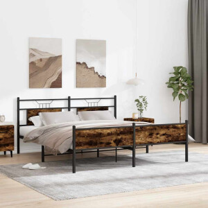 vidaXL Bedframe zonder matras metaal gerookt eikenkleurig 180x200 cm