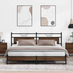 vidaXL Bedframe zonder matras metaal bruin eikenkleur 193x201 cm