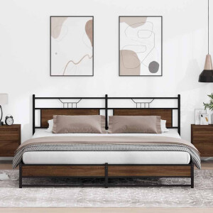 vidaXL Bedframe zonder matras metaal bruin eikenkleurig 200x200 cm
