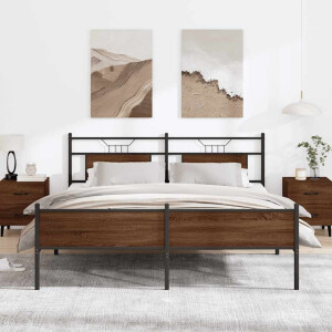 vidaXL Bedframe zonder matras metaal bruin eikenkleurig 160x200 cm