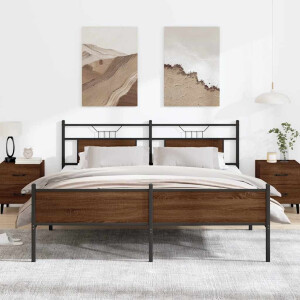 vidaXL Bedframe zonder matras metaal bruin eikenkleur 183x213 cm