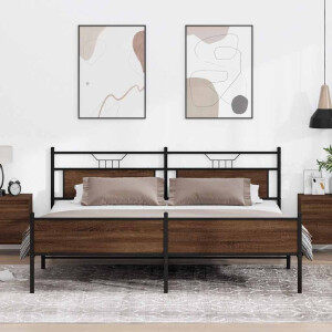 vidaXL Bedframe zonder matras metaal bruin eikenkleurig 200x200 cm