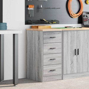 vidaXL Garagekast 40x51x85 cm massief grenenhout grijs sonoma
