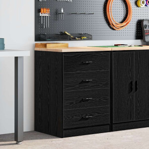vidaXL Garagekast 60x51x85 cm massief grenenhout zwart