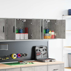 vidaXL Garagewandkasten 2 st bewerkt hout betongrijs