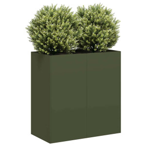 vidaXL Plantenbak 40x40x80 cm koudgewalst staal olijfgroen