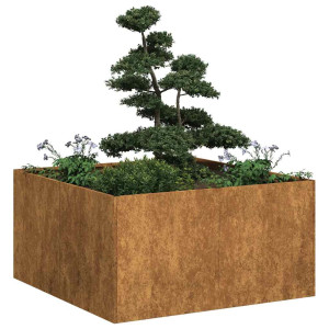 vidaXL Plantenbak roestig 80x80x40 cm weervast staal