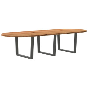 vidaXL Eettafel 320x120x74 cm ovaal massief eikenhout lichtbruin