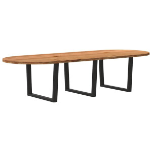 vidaXL Eettafel 320x120x74 cm ovaal massief eikenhout lichtbruin