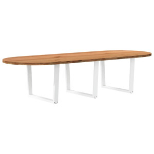 vidaXL Eettafel 320x120x74 cm ovaal massief eikenhout lichtbruin