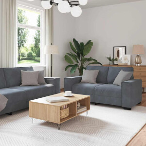 vidaXL 3-delige Loungeset met kussens fluweel donkergrijs
