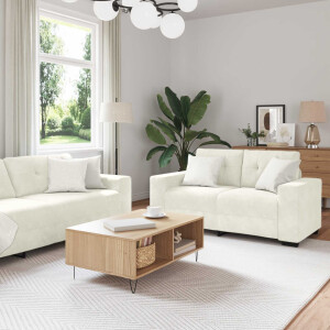 vidaXL Bankstel 3 pcs Crème 221 x 80 x 80 cm Fluweel