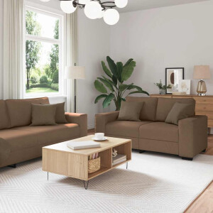 vidaXL 3-delige Loungeset met kussens stof bruin